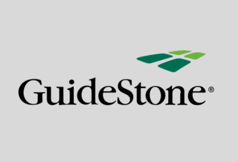 GuideStone logo with green abstract icon above black text